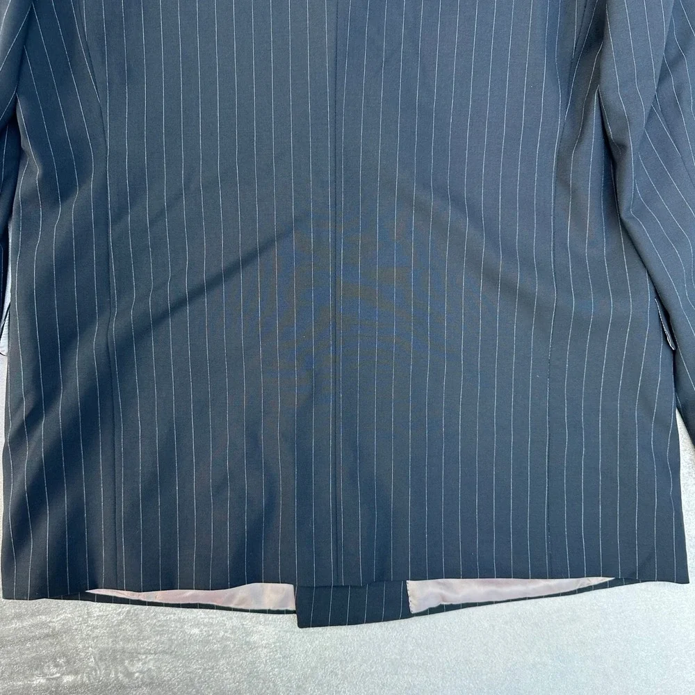 Gucci Men's Pinstripe Double Breasted Suit Black Wool Blend Jacket Pants 52R